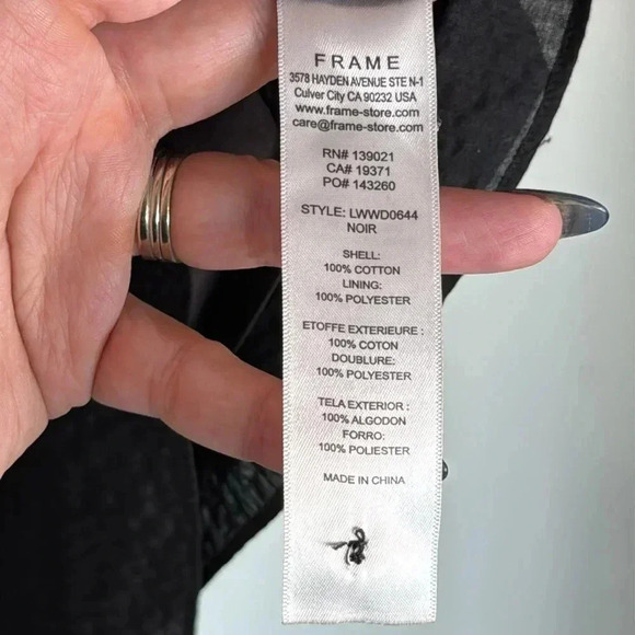 Frame Black Smocked Puff Sleeve Mini Dress Size Large - Picture 8 of 10